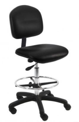 Rolling lab chair | Bench height with vinyl seat and back -1 lever- adjustable height (23" to 33")