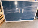 BMC 4-Foot Reconditioned Chemical Fume Hood for sale clear plastic wrap on a concrete floor in a warehouse setting