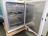 Thermo Scientific HERAtherm IMP180 refrigerated incubator 2024 model with door opened, displaying stainless steelshelves