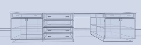 Casework island (metal):  12 foot long standing height island (NEW)