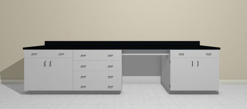 Metal Casework:  12 foot long standing height wall section with kneehole section (NEW)