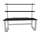 5 ft light-duty mobile lab bench with phenolic countertop and casters with warranty included.