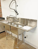 72 inch stainless steel laboratory sink with two compartments