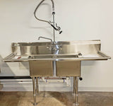 72 inch stainless steel laboratory sink with two compartments