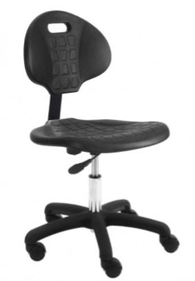 Rolling lab chair | Desk height with urethane seat and back -- adjustable height (16" to 21")