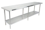 Stainless steel lab table:  96" x 30" 14 Ga. with undershelf (NEW)