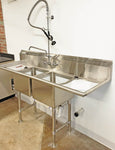 72 inch Stainless Steel Two compartment sink with 2 drainboards and faucet (NEW)